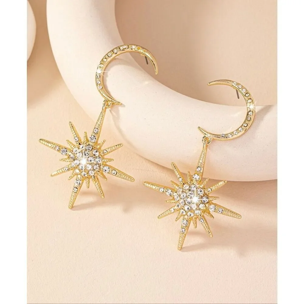Moon and Stars Pierced Earrings
